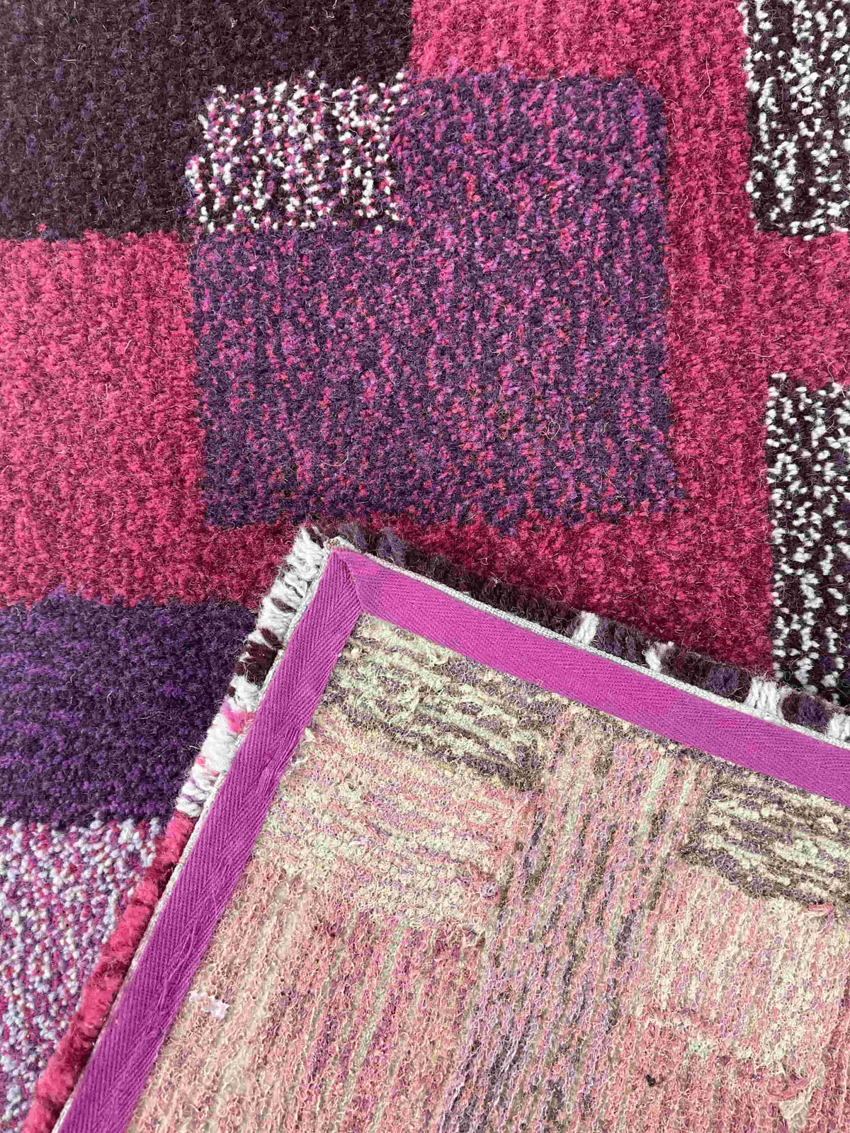 'Berry' Hand tufted purple, violet and mauve small tufted rug