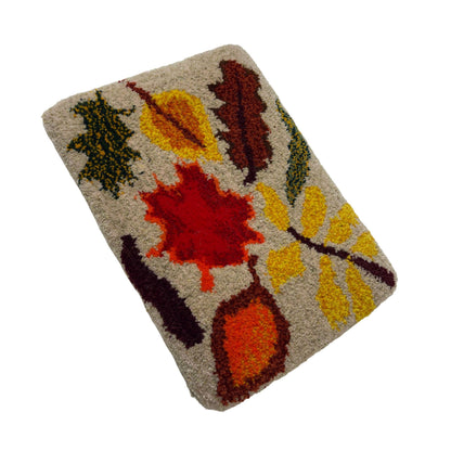 Hand Tufted 'Autumn' Pumpkin and Autumn Leaves wall hangings