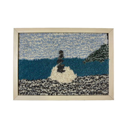 Hand Tufted 'Seascape' framed wall hangings