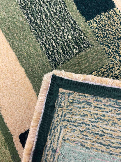 'Garlic Butter' Hand tufted sage green and cream tufted runner rug