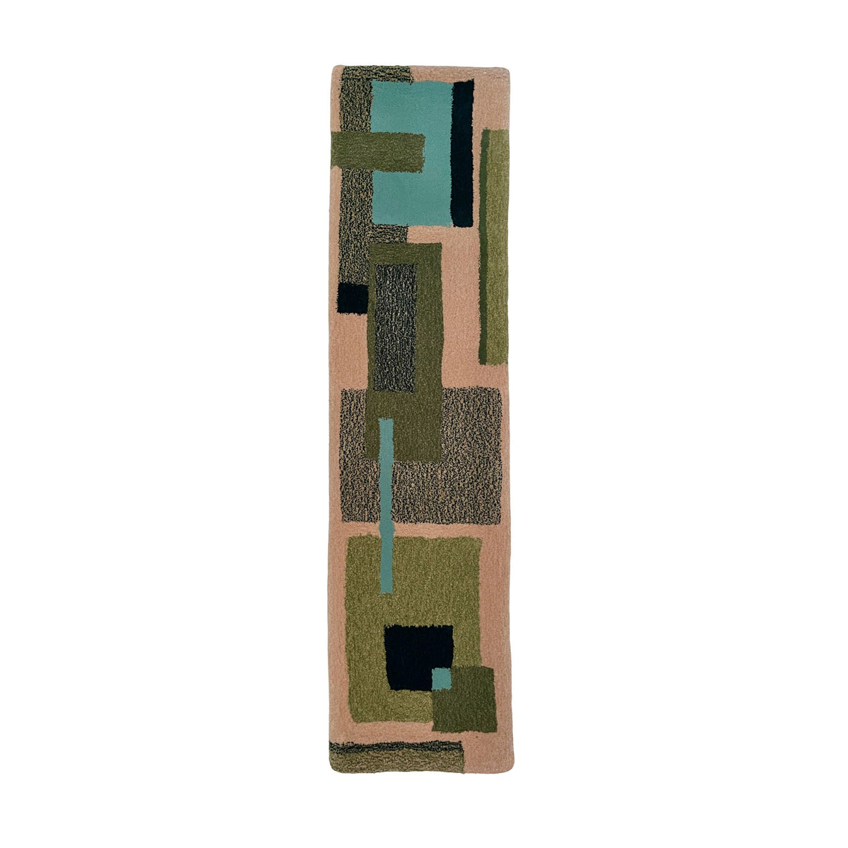 'Garlic Butter' Hand tufted sage green and cream tufted runner rug