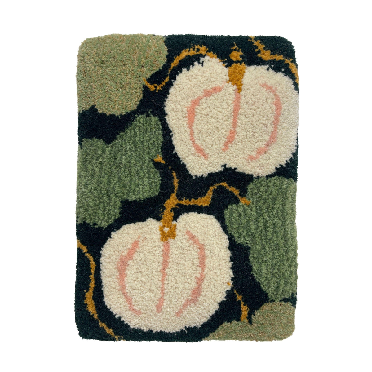 Hand Tufted 'Autumn' Pumpkin and Autumn Leaves wall hangings