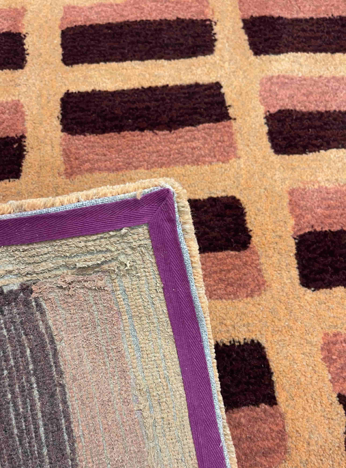 'Hot Honey' Hand tufted peach, burgundy and pink tufted rug