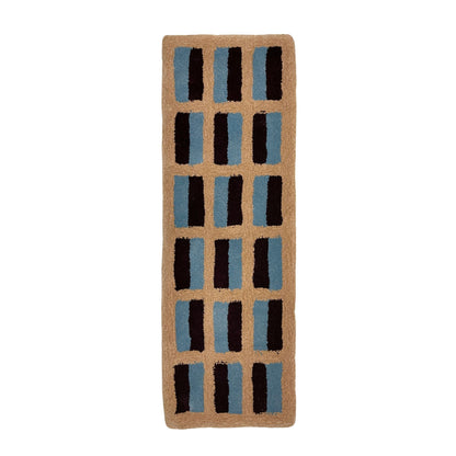 'Blueberry' Hand tufted blue and burgundy tufted small runner rug
