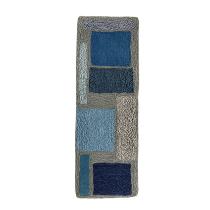 'December' Hand tufted light blue and cream small tufted rug