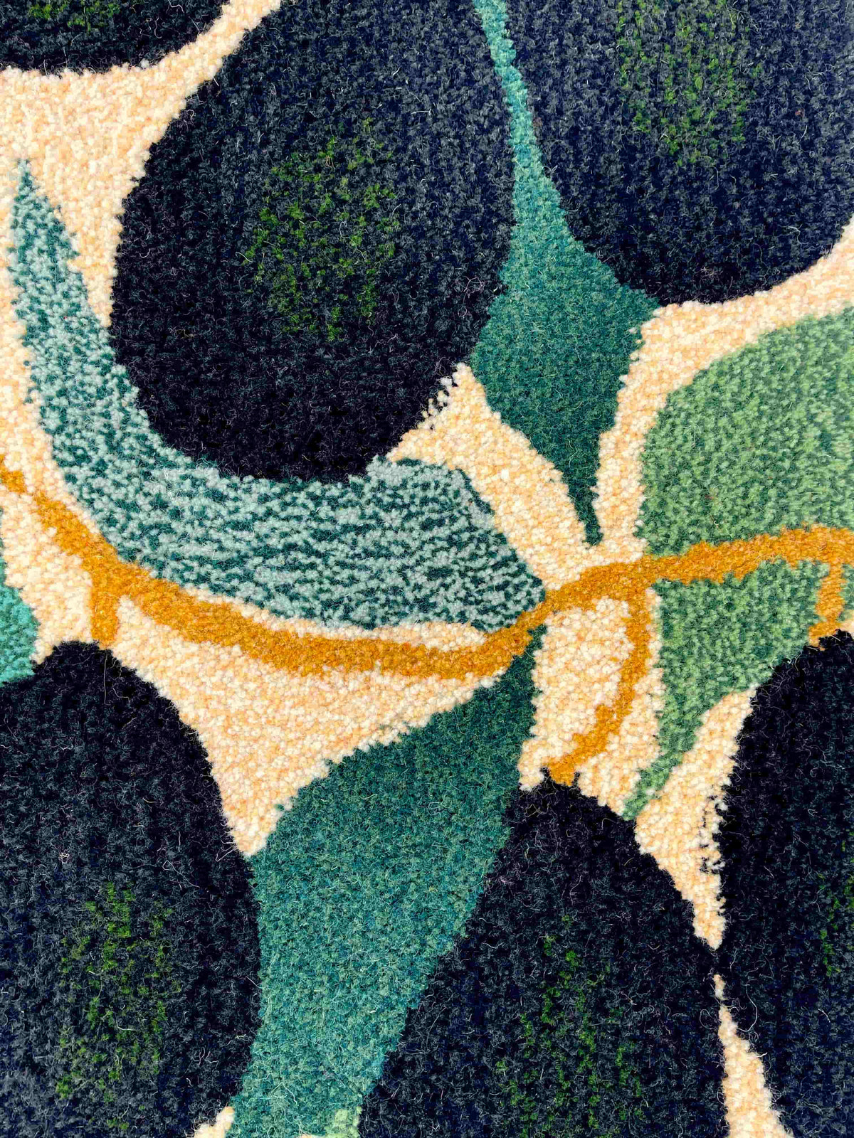 'Olive' Hand tufted sage green, dark green, black and cream small tufted rug