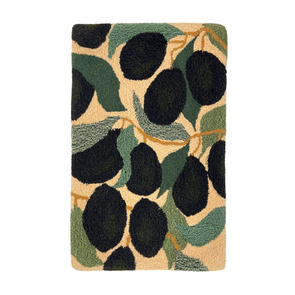 'Olive' Hand tufted sage green, dark green, black and cream small tufted rug