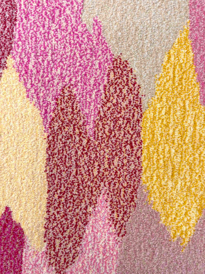 'Petal' Hand tufted small cream, yellow and candy pink tufted rug