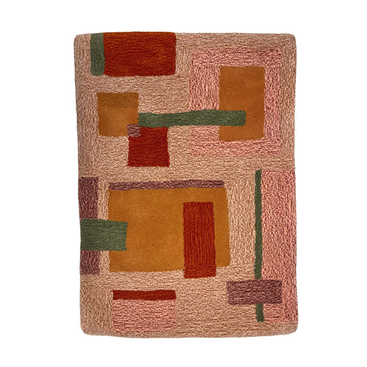 'Quartz' Hand tufted cream, peach, pink and yellow medium tufted rug