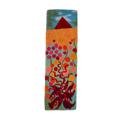 'Kitchen Garden' Hand tufted sage green, pink and orange runner tufted rug
